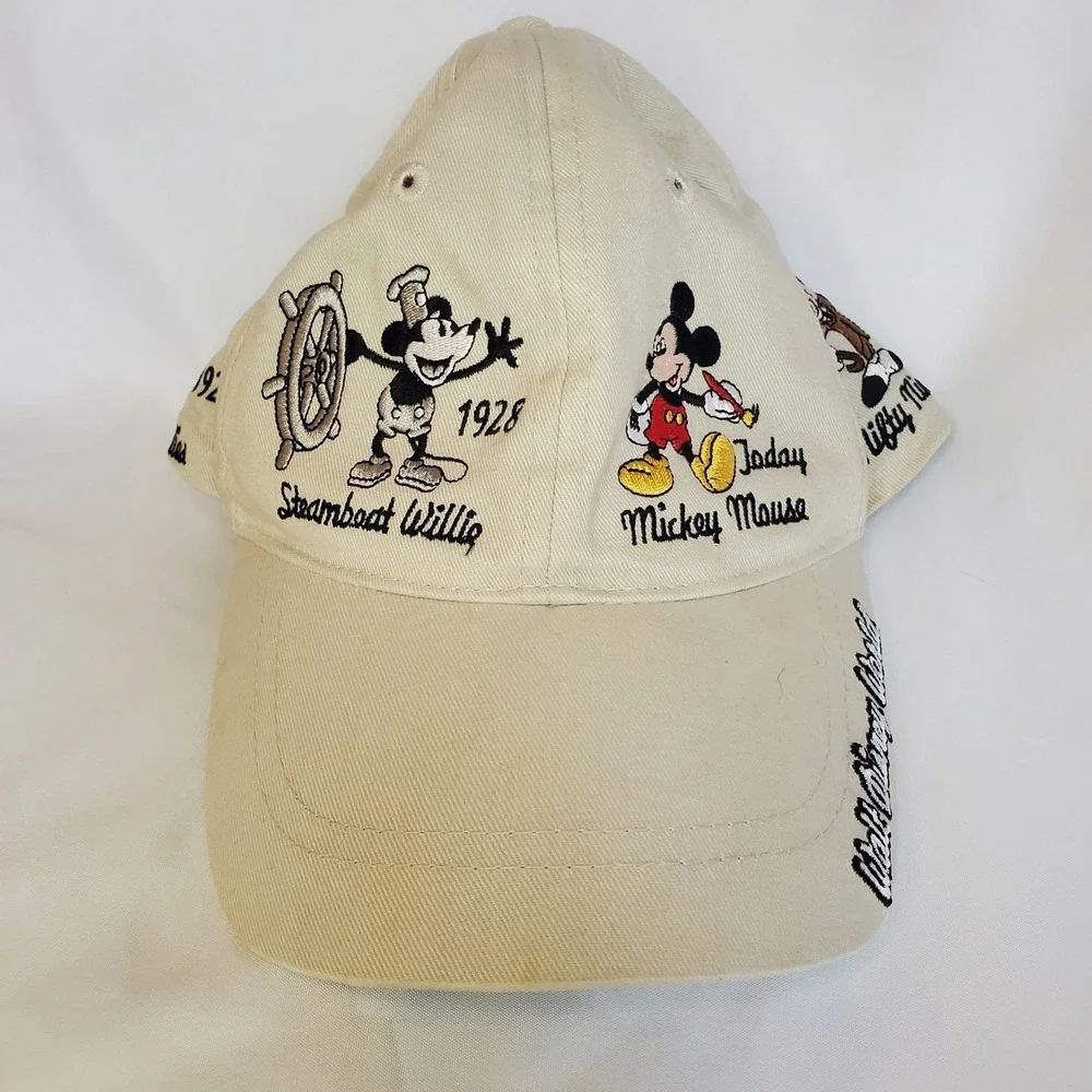 Disney Mickey Mouse Florida Hat‎ 1928 1935 1940 1980 Tan Adjustable Cap READ